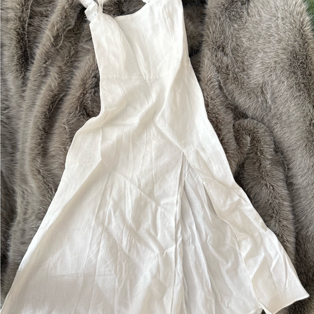 Reformation Linen White Dress with Slit